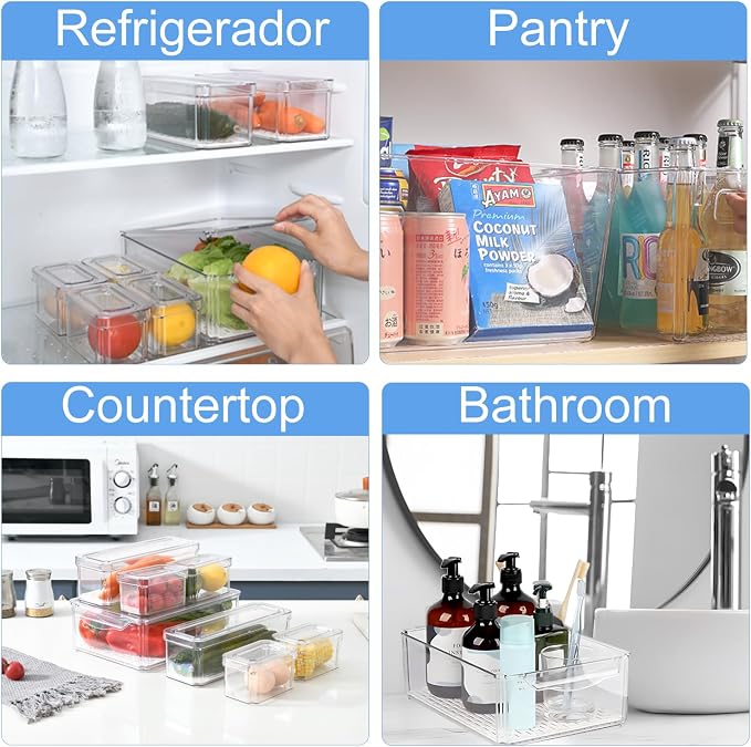 10-Pack Clear Fridge Organizer Bins - Image 6