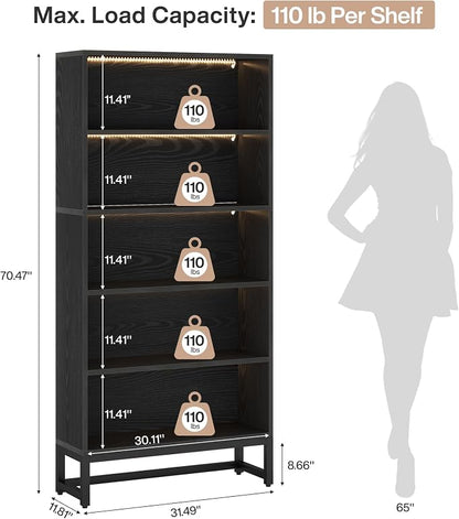 Tribesigns Tall Bookcase Black Bookshelf, 70.8” Large Bookcases Organizer - Image 2