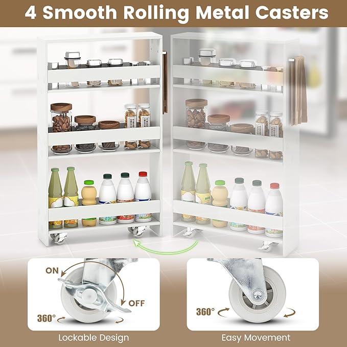 Slim Storage Cart, 4 Tier Narrow Storage Cabinet Between Washer and Dryer - Image 7