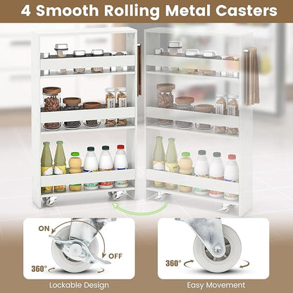 Slim Storage Cart, 4 Tier Narrow Storage Cabinet Between Washer and Dryer - Image 7
