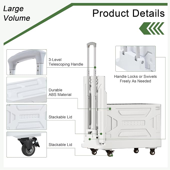 VECELO 23 GAL 2-in-1 Foldable Shopping Cart, Collapsible Utility Cart - Image 7