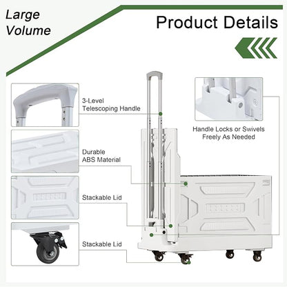 VECELO 23 GAL 2-in-1 Foldable Shopping Cart, Collapsible Utility Cart - Image 7