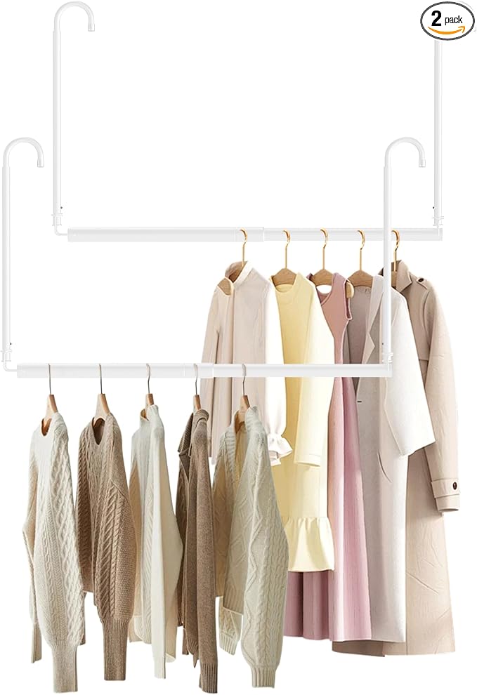 Hanging Closet Rod Adjustable Width Height Closet Rod by Luvenia