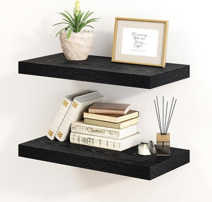 Fun Memories Black Floating Shelves 16 Inch Long, 8 Deep Floating Shelf Wall by FunMemories