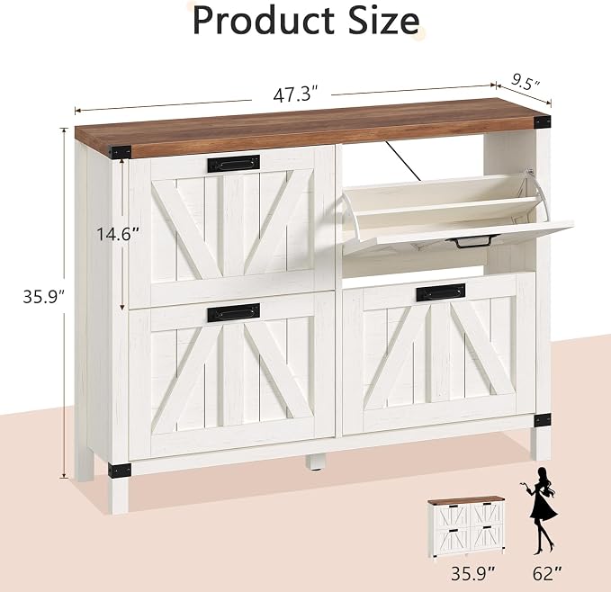 47" Farmhouse Shoe Cabinet - Image 2