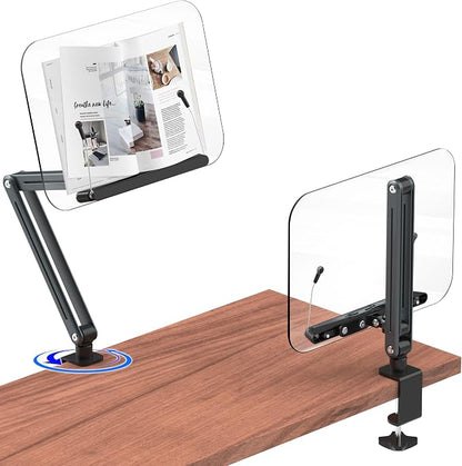 Desk Clamp Acrylic Book Stand for Reading, Ergonomic Design Adjustable Height by YCNEW