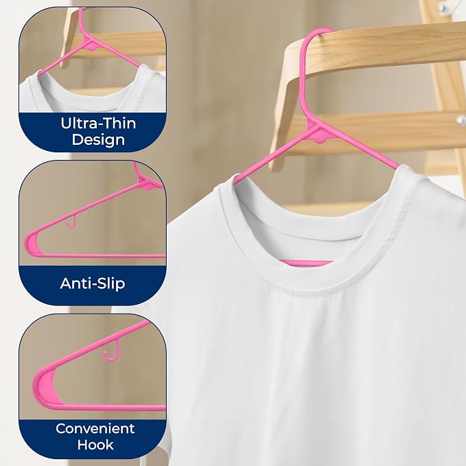 SereneLife Premium 10 Pack Plastic Hangers, Lightweight, Space Saving Clothes - Image 5