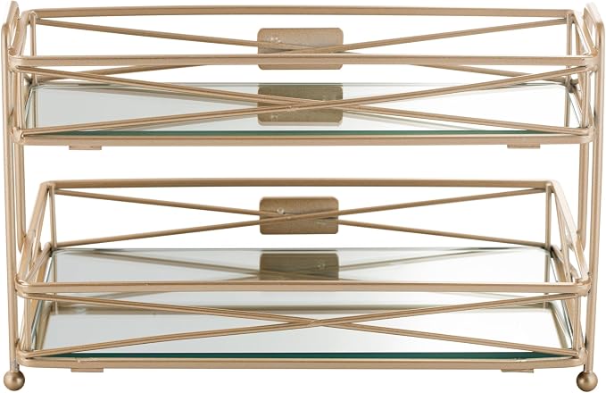 Home Details Satin Gold 2 Tier Vanity Tower - Image 3