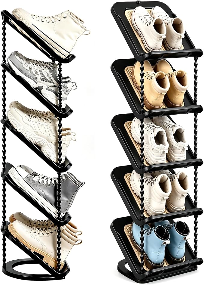 2 Pack Sloping Narrow Shoe Rack 5 Tiers by Patinao