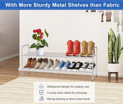 KEETDY 2-Tier Long Shoe Rack for Closet Shoe Organizer for Entryway, Metal - Image 3