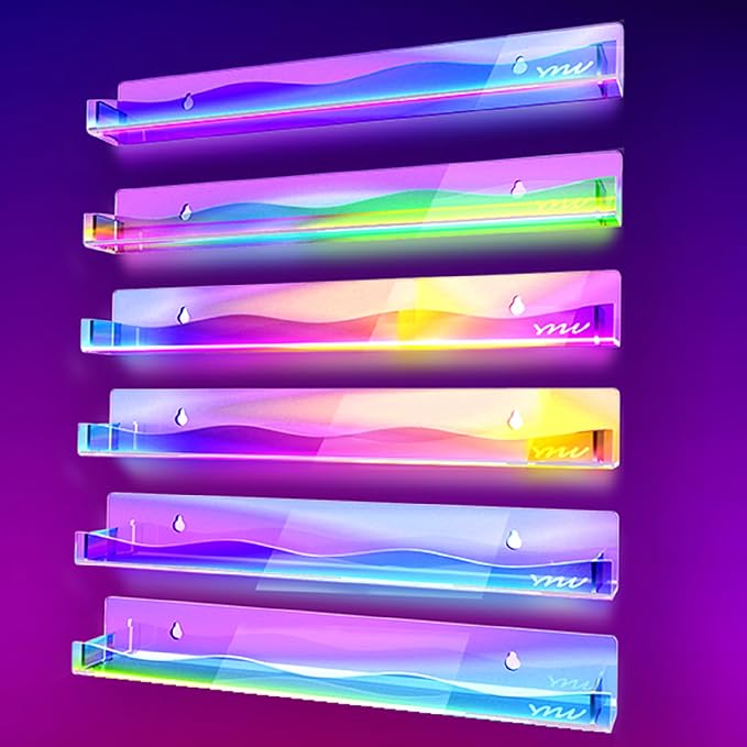 YMVV 15" Nail Polish Rack Wall Mounted Shelf, 6 Pack Clear Rainbow Iridescent - Image 4