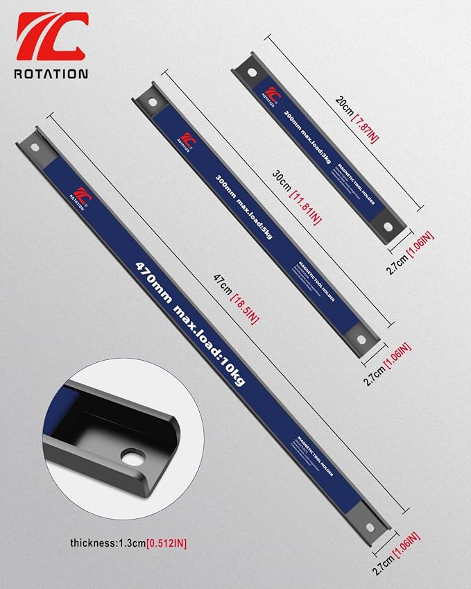 ROTATION Magnetic Tool Holder Set, 18.5”/11.8”/7.8”, 3-Piece Multi-Size - Image 2