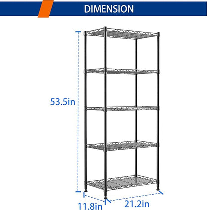 REGILLER 5-Wire Shelving Metal Storage Rack Adjustable Shelves, Standing - Image 3