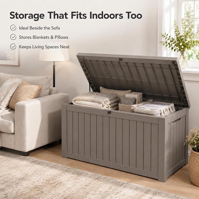 270 Gallon Extra Large Deck Box Outdoor, Resin Storage Box Outdoor Waterproof - Image 7