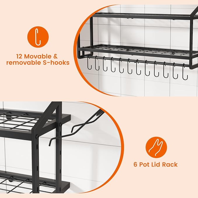 VOPEAK 30" Pot Rack Wall Mounted - Image 6