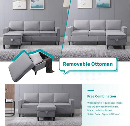BALUS 78" W Sectional Couches for Living Room, Linen Fabric Sofa - Image 6