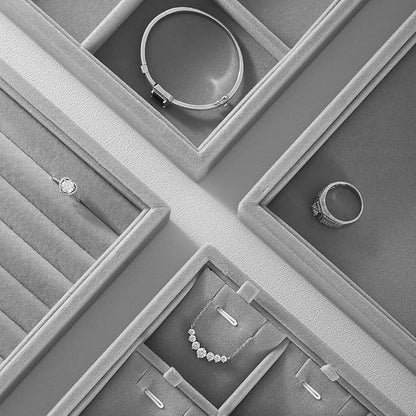 Velvet Ring Display Tray, Stackable Muilt Slot Rings Ear Stud Storage Tray - Image 8