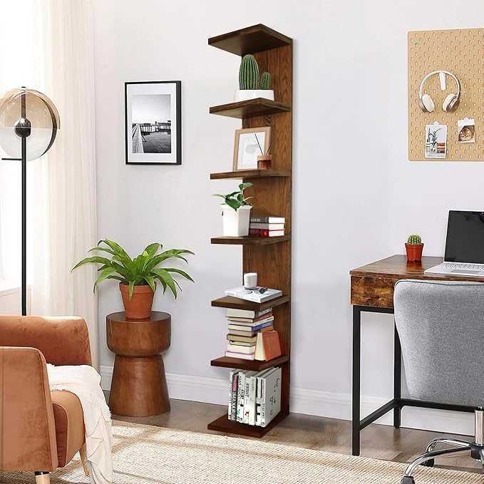 LitaEther Wood Wall Shelf Units, 7 Tier Lack Floating Shelves, Rustic Bookshelf - Image 8