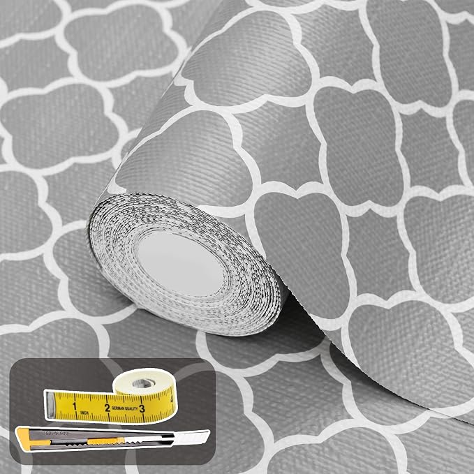 Shelf Liners for Kitchen Cabinets 17in x 30FT Non Adhesive Drawer Liner Gray by Adwann