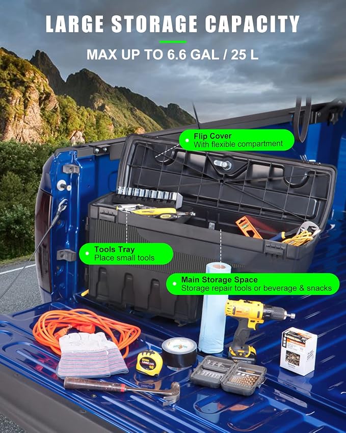 SCITOO Truck Bed Tool Box for Chevrolet Silverado 2008-2019 for GMC Sierra - Image 5