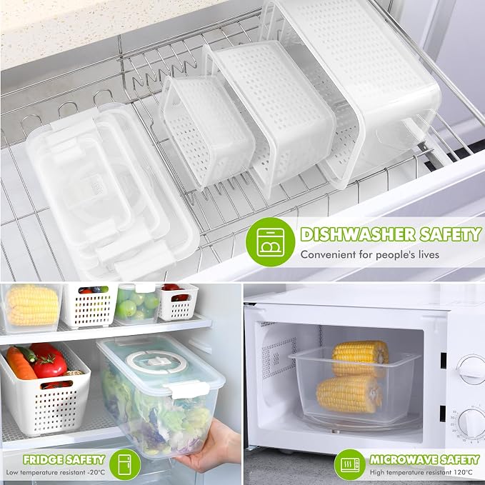 LUXEAR Produce containers for fridge, 3 Set Fruit Containers - Image 6