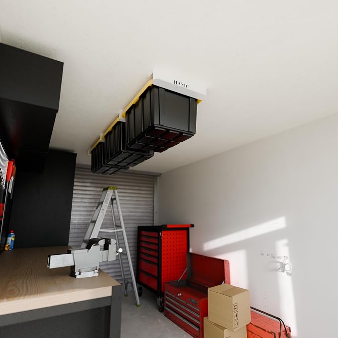 HANDT Overhead Garage Storage Rack, Connectable Heavy Duty Metal Ceiling Rails - Image 2