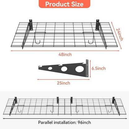 TORACK Garage 24 x 48 in/2 x 4 ft Wall Shelves, Heavy Duty Wall Mounted Wire - Image 3