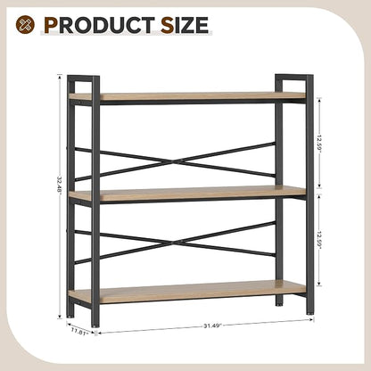Book Shelf, 3 Tier Bookshelf 31.49" Width, Book Shelf Storage and Organization - Image 3