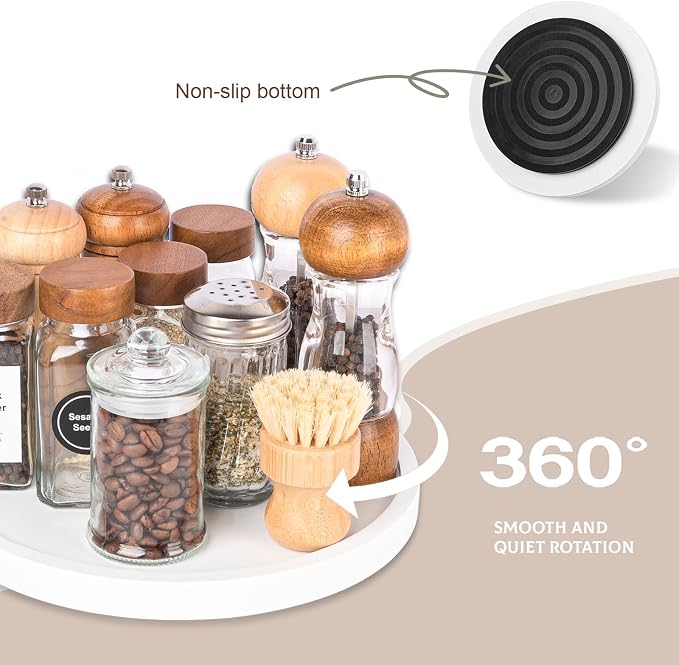Wood Lazy Susan Organizer Kitchen Turntable - Image 4