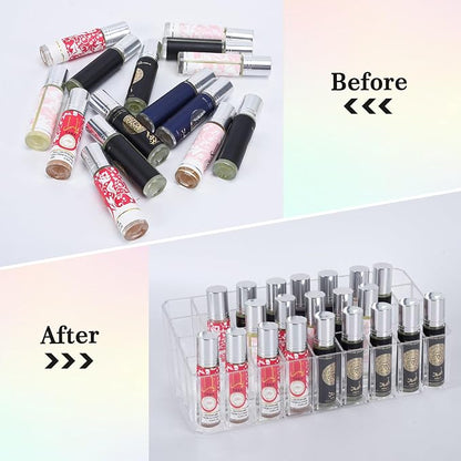 Rollerball Perfume Organizer, Beauty Scent Holder, 36 Space Clear Acrylic - Image 4