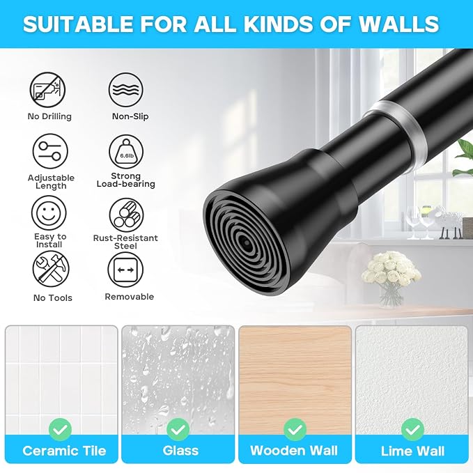 AIZESI Tension Curtain Rod 28 to 48 Inch - Image 4