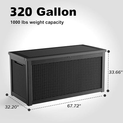 320 Gallon Waterproof Outdoor Storage Box, UV Resistant Resin Deck Box - Image 2