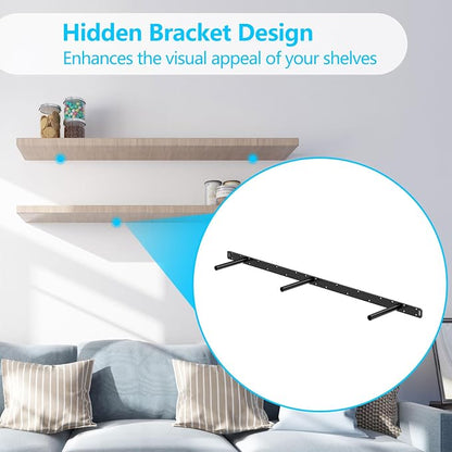Floating Shelf Bracket, Solid Steel Support Rods - Image 2