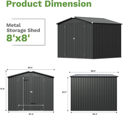 Patiowell 8x8 FT Outdoor Storage Shed - Image 2