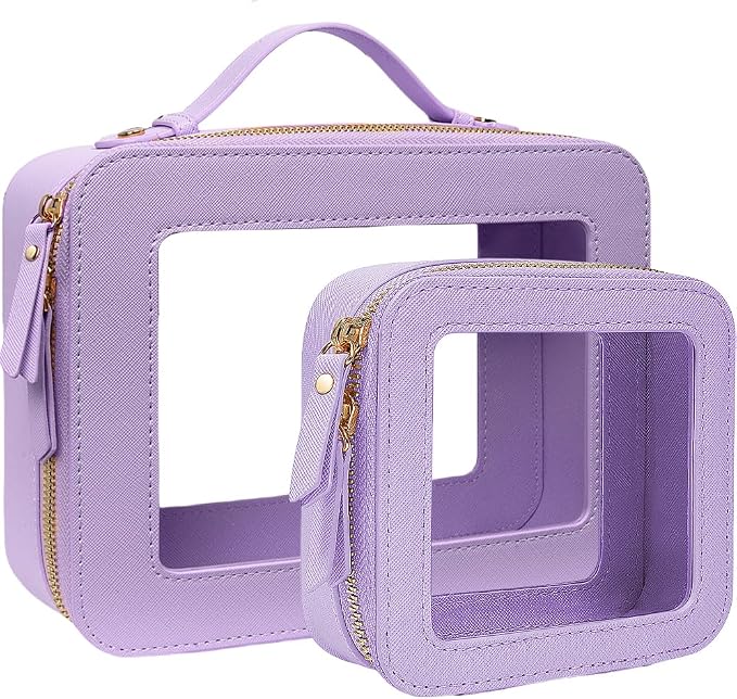 Travel Clear Makeup Bag Set, TSA Approved Cosmetic Bag Case by FFpaw