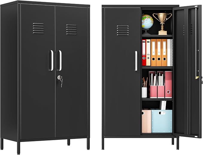 PAOFIN 47" Metal Storage Locker, Lockable Employees Metal Locker by PAOFIN