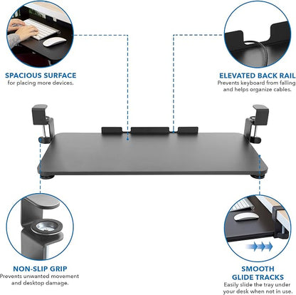 Mount-It! Clamp-On Under Desk Keyboard Tray, No-Drill Slide-Out Keyboard & - Image 9
