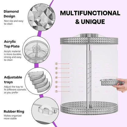 360 Degree Rotating Makeup Organizer, Extra Large Capacity Cosmetic Storage Unit - Image 4