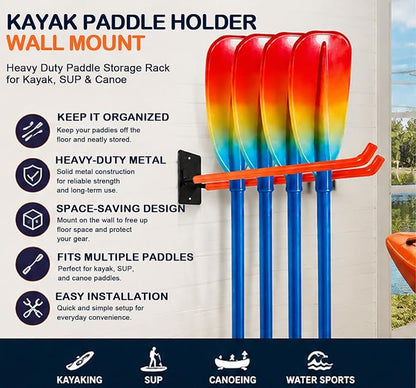 Kayak Paddle Holder Wall Mount – Heavy Duty Paddle Storage Rack - Image 2