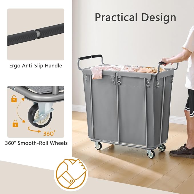 Large Laundry Hamper with Wheels, 360L Rolling Big Laundry Basket - Image 6