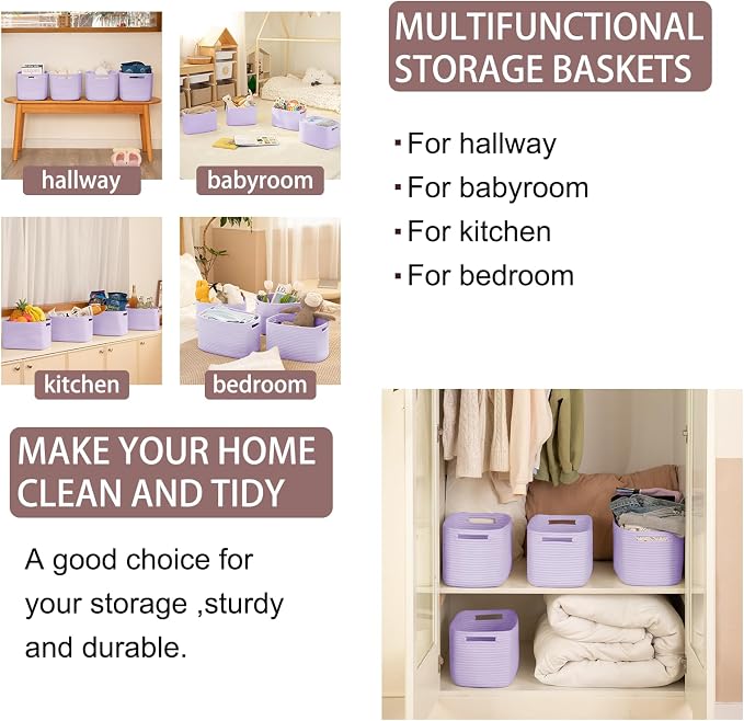 OIAHOMY 4 Pack Storage Baskets for Organizing, Cube Storage Bins for Shelves - Image 6
