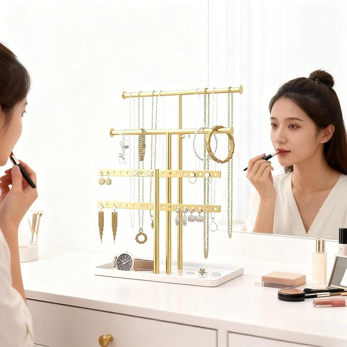 3 Tier Jewelry Holder Organizer, Necklace Display Stand, Height Adjustable - Image 5
