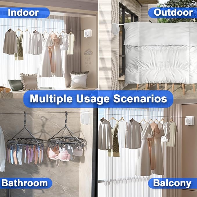 Retractable Clothesline Indoor, Non-Sagging Outdoor Clothes Drying Line - Image 5