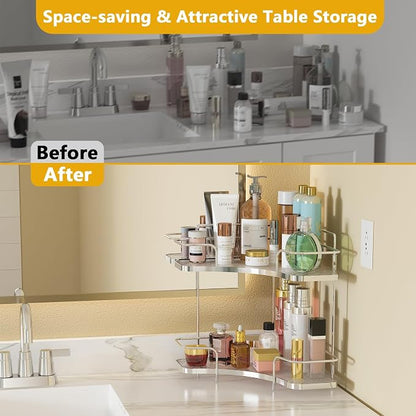 FOLLOWIN 2 Tier Bathroom Countertop Corner Organizer, Countertop Perfume Tray - Image 5