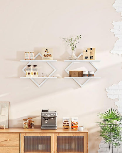 CHOEZON Floating Shelves, 2-Tier Hanging Shelves, Wall Shelf Set of 2, - Image 3