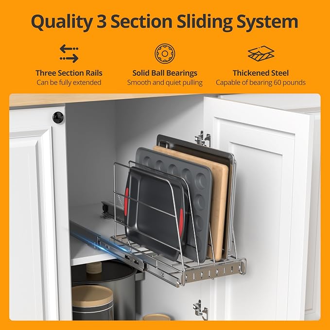 Pull Out Cabinet Organizer for Cutting Board, Cookie Sheet, Baking Sheet - Image 2