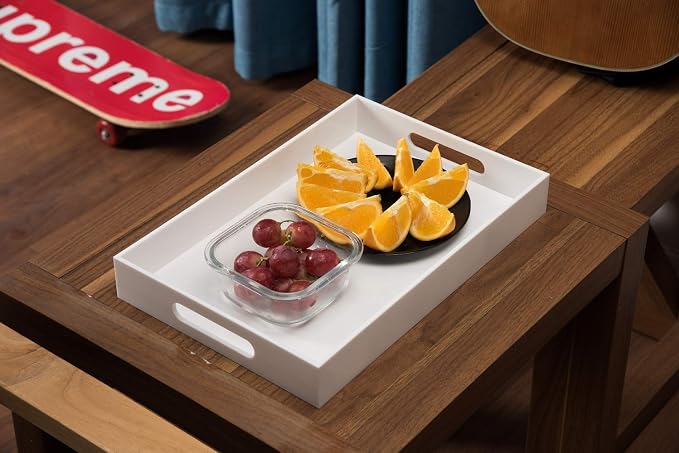 Glossy White Sturdy Acrylic Serving Tray - Image 7
