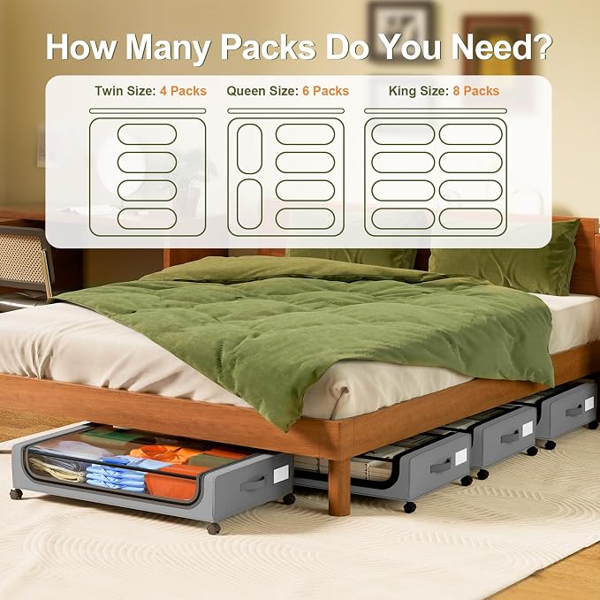 GoMaihe Under Bed Storage with Wheels: 48L Underbed Storage Containers with Lids - Image 7