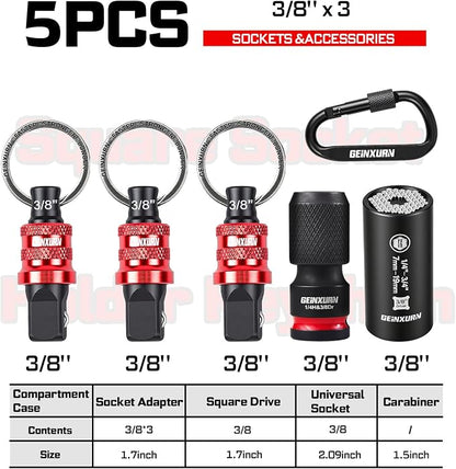Geinxurn 5Pcs Socket Holder Keychain, 3/8" Drive Quick Release & Quick Change - Image 2