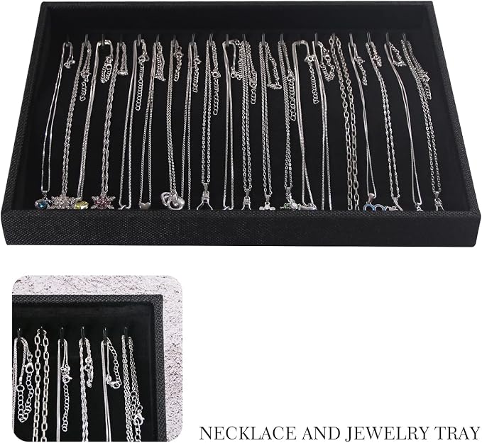Julysky 2 Pcs/set Stackable Jewelry Organizer Trays，Necklace Tray+Necklace Tray - Image 2